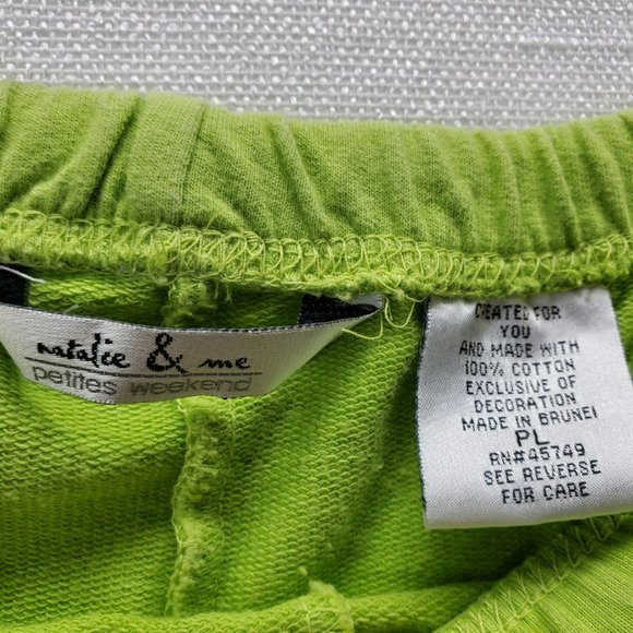 Natalie & Me Woman Petites Weekend Green sz L(P); Embroidered Fish Leisure Pants - Picture 5 of 7